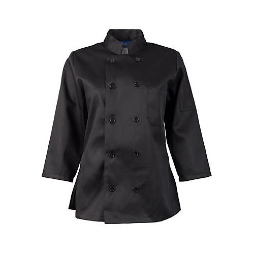 Allpoints 1874S Kng Sm Ladies Chef Coat Black 3/4 Sleeve