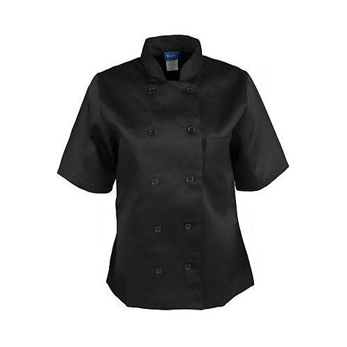 Allpoints 1875XS Kng Xs Ladies Chef Coat Black Short Sleeve