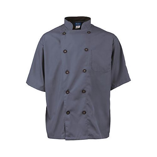 Allpoints 2124SLBKM KNG M Active Chef Coat Mens Slate/Black SS