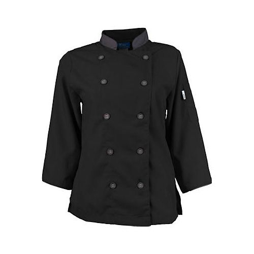 Allpoints 2125BKSLS KNG Sm Active Chef Coat Womens Black/Slate 3/4 Slv