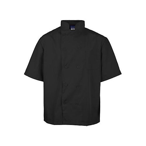 Allpoints 2578BLK4XL Kng 4Xl Lw Chef Coat Black Short Sleeve