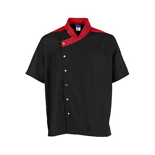Allpoints 2779BKRDM KNG M Uptown Chef Coat LW Black/Red