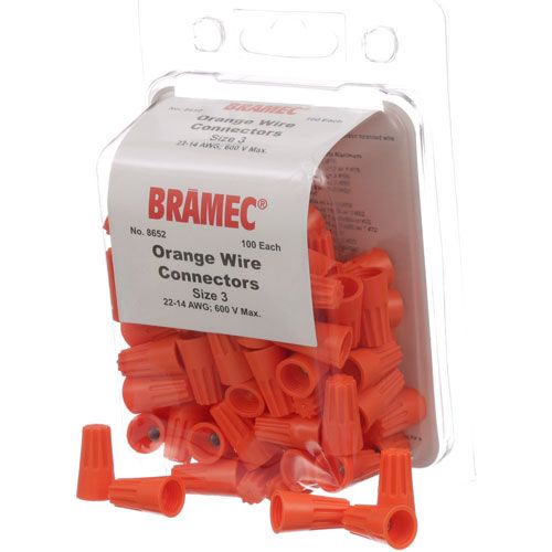 Allpoints 281663 Plastic Orange Wire Nuts, 100 Pack