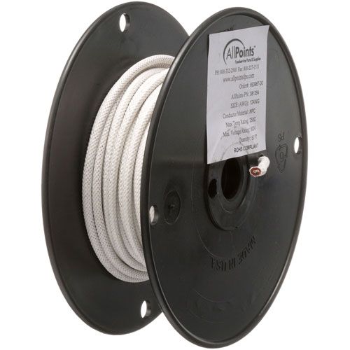 Allpoints 381264 High-Temperature Wire, 50 Ft Roll White, #12Gauge