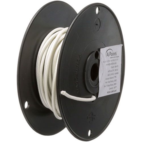 Allpoints 381312 14 AWG High-Temp White Wire, 50ft, 600V, 392°F