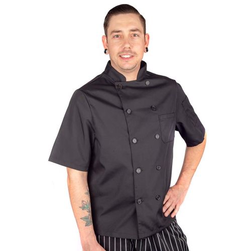 Allpoints 3905BLKXS Kng Xs Mens Chef Coat Lw Mesh Short Slv Black