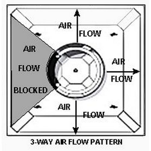 Allpoints 5561031 3-Way White Air Diffuser 8" Neck 24" Square