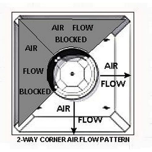 Allpoints 5561079 2-Way Corner Air Diffuser (16" Neck, White, 24" Square)