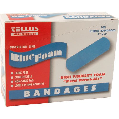 Allpoints 8011114 Bandages-Blue Adhesive, 1"X3" (Bx/100)