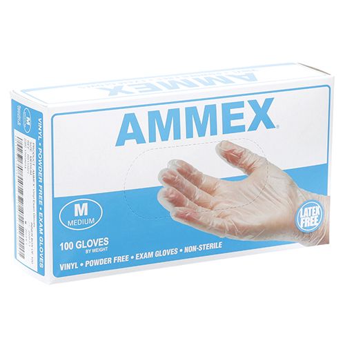 Allpoints 8014470 Medium Clear Vinyl Powder-Free Gloves, 100/Box
