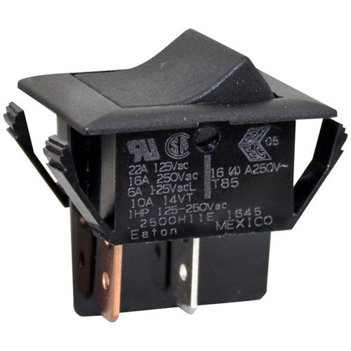 Alto-Shaam SW-3887 DPST Black Rocker Switch W/ 4x1/4" Tabs & 7/8 X 1-1/8 Hole, 22A-125V