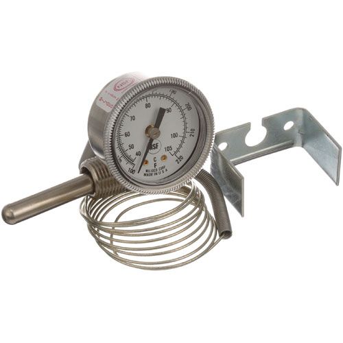 American Dish Service 299-1004 Temperature Gauge W/ 1/4" X 2" Bulb 1/2" MPT Palnut Rear Mount