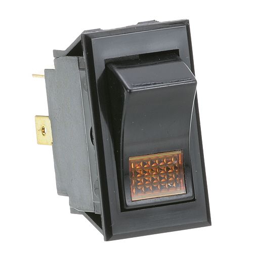 Bunn 2753.0000 SPST Rocker Switch W/ Amber Light, 7/8" X 1-1/2" Holes & 3x 1/4" Tab Terminals