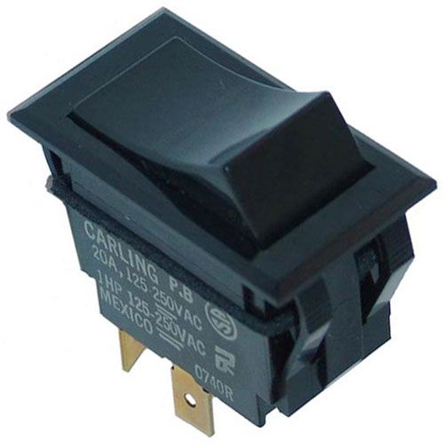 Carter Hoffmann TIGA21-6S-BL-NBL Rocker Switch W/SPST, On/Off, 20A/125-250V, 1/4" TAB