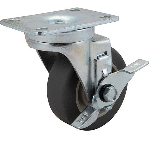 Component Hardware Group C21-2036 Plate Caster, 3-1/2"W/BRK,Gry