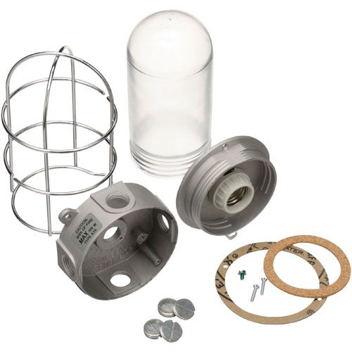 Component Hardware Group VXS-100-PXWG Junction Box Light Fixture W/ Glass Globe & Wire Guard