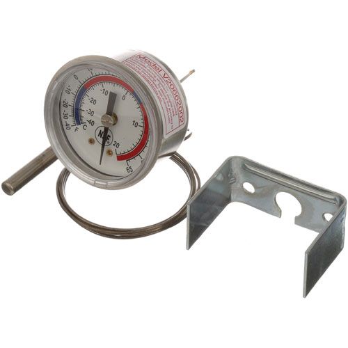 Continental Refrigerator 40099 2" Dial Rear U-Mount Thermometer, -40 to 65°F, 48" Capillary, 2.25" Bulb
