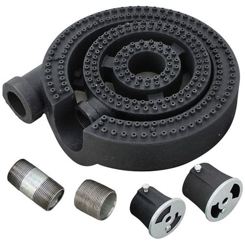 Dynamic Cooking Systems 12028 3 Ring Cast Iron Burner Assy W/ W/pipe Nipples, Air Shutters,12" DIA