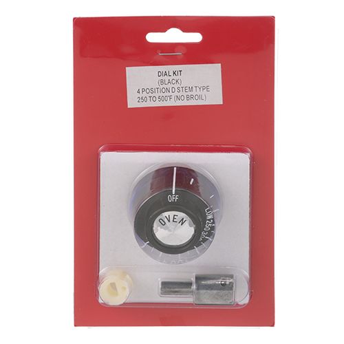 Dynamic Cooking Systems 210933 Oven Thermostat "BJ" Knob 2" DIA, OFF-LOW-250-500F, Mount .240" W/Whited D-STEM, 4 Way Position