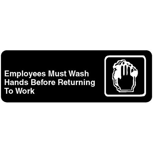 Employee Hand Wash Sign 3 X 9 In English Braille For Vollrath/Idea-Medalie - Part# Vol4530