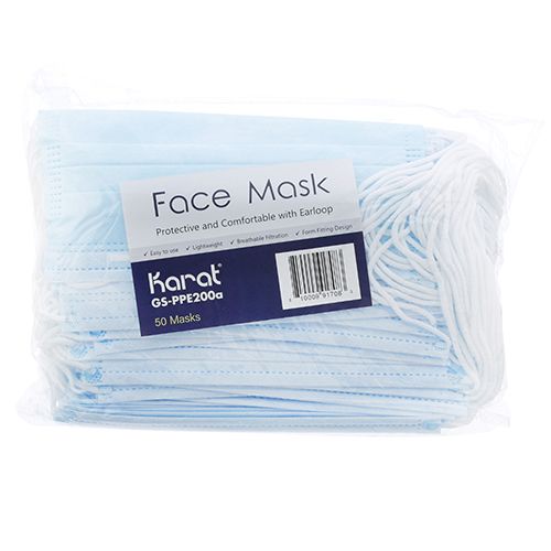 Face Mask, 3-Ply, Bx/50 W/ Elastic Ear Loop For Allpoints - Part# 8014354
