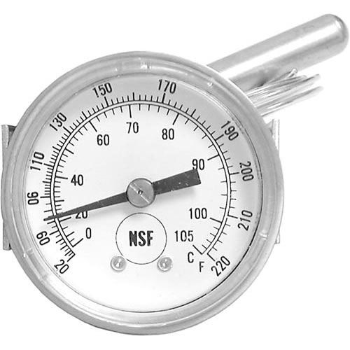 FWE T-METER H1 2" Dial Temperature Gauge, 20-220°F, U-Clamp Mount, 1/4" NPT