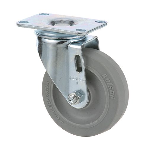 Garland 1027800 4" DIA Plate Mount Caster Rubber Wheel W/o No Brake, 275 Lbs Capacity