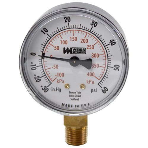 Groen GR084208 2-1/2"DIA Dual Scale Vacuum / Pressure Gauge W/ 1/4" Mpt Bottom
