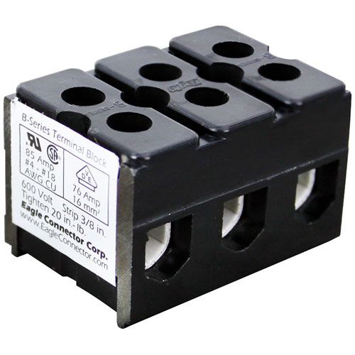 Hatco R02.15.003.00 3-Pole Terminal Block, 600V, 85A  