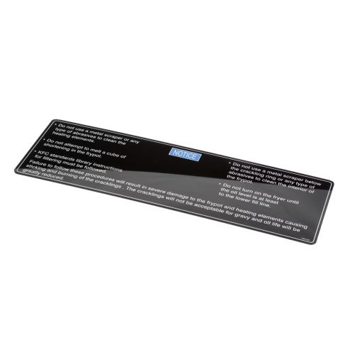 Henny Penny 168573 Open Fryer Label Acrylic