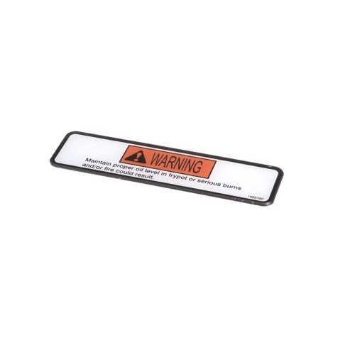 Henny Penny 168576 Open Fryer Maintain Proper Oil Level Warning Label