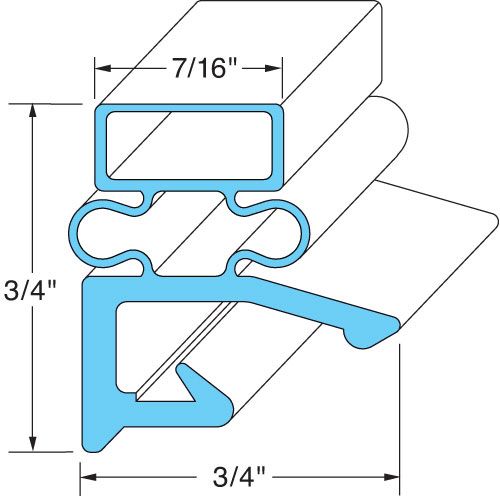 Hobart 00-265578-00001 3 Sided Magnetic Door Gasket, 69-1/16" x 29-13/32" x 69-1/16"