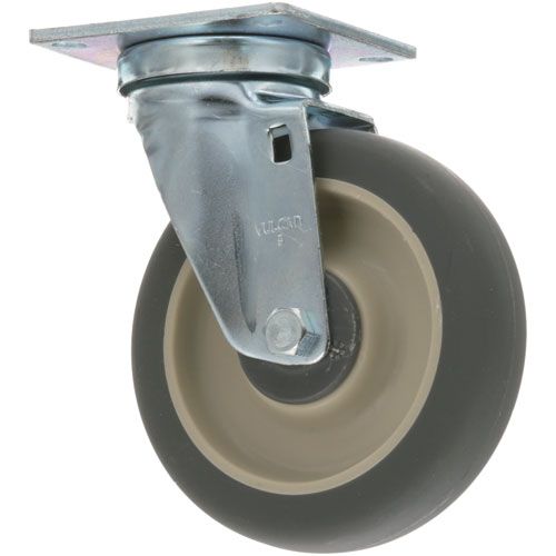 Hobart 00-410118-00020 5" Grey Polyurethane Swivel Plate Caster Wheel W/o Brake, 5" DIA