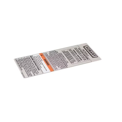 Hobart 00-438131-00175 Dishwasher Label/Decal Cleaning Instructions