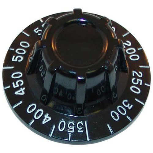 Hobart 113614-1 Oven Flat Down Thermostat Knob 2-1/2" DIA, 150-550F, Mount .290", Position 4 Way