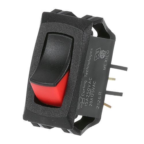 Intermetro RPC13-073 SPST Red/Black Rocker Switch, On/off, 9/16 X 1-1/8