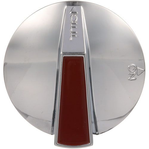 Jade Range 3023100200 Chrome OFF/ON Burner Valvue Knob, Chrome W/Red Stripe, 2-3/8" DIA, Mount .24", Flat Down, 7/16" Protrusion