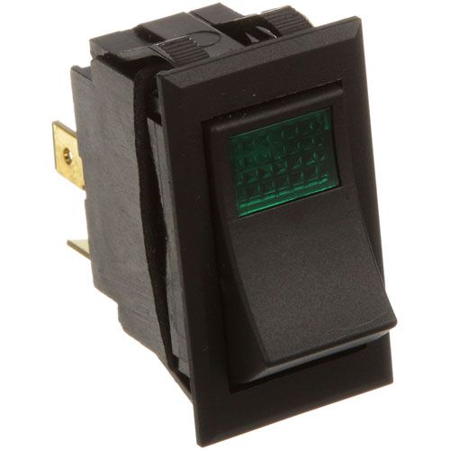 Lincoln LIN369432 Green Light Rocker Switch W/ 4x1/4" Terminal, 15A 277V