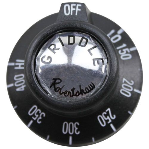 Rankin Delux GT-19 BJ Thermostat Knob, 1-15/16" DIA, OFF-LO-150-400F-HI, Mount 11/16" DIA, Position Notch up, 11/16" Long Protrusion