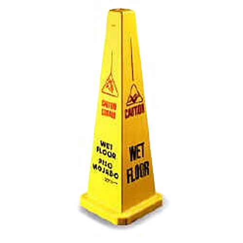 Rubbermaid RBMDFG627677YEL "Wet Floor" 36" Yellow Cone 