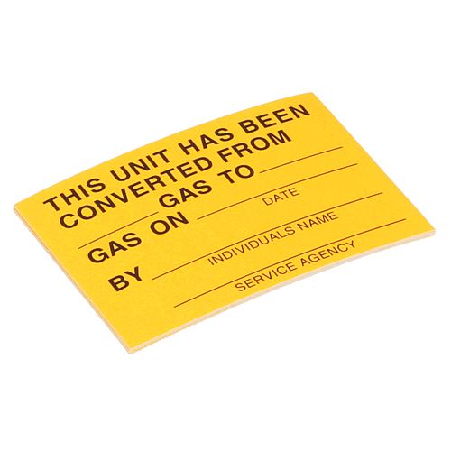 Southbend SOU1163932 Gas Conversion Label