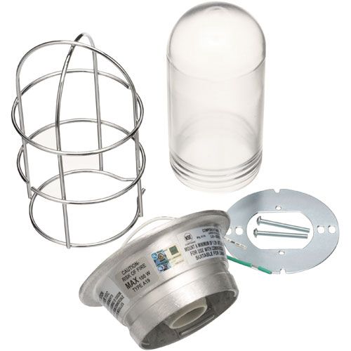 Standard Keil 2450-0024-1000 Plastic Coated Round Light Fixture with Wire Guard and Shock, 38-1325;120v 100watt