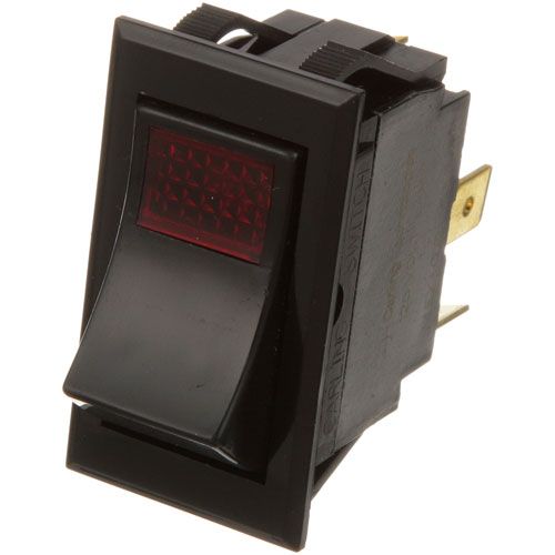 Star Mfg 2E-70411 SPST Red Rocker Switch W/ 1/4" Tabs, 20A/250V, 7/8" x 1-1/2"