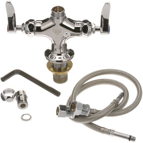 T&S Brass 048A Pre-Rinse Deck Mount Faucet with Spreader, 4" CTRS