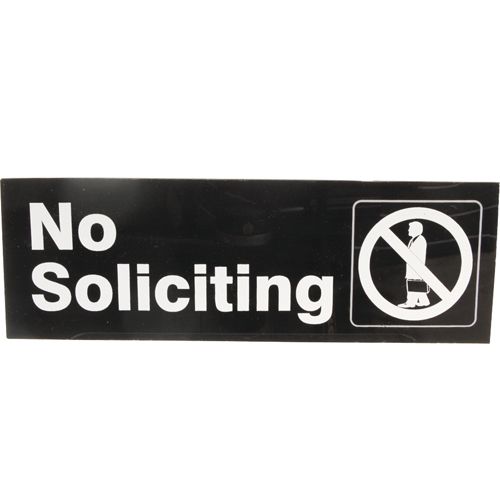 Traex 4527 No Soliciting Sign Black 3" x 9"