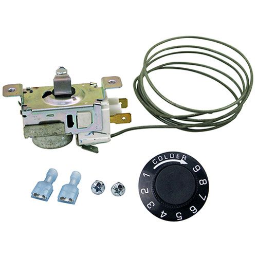 TRUE 988296 Cold Control W/ Dial & Mounting Screws, 14.2 to 24.1 F TEMP, 42" CAP, Slot Stem, 1/4" Female Push-Ons