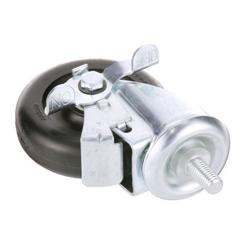 TRUE E830225 4" Black Stem Caster W/ 1/2-13X1" Brake & Stem