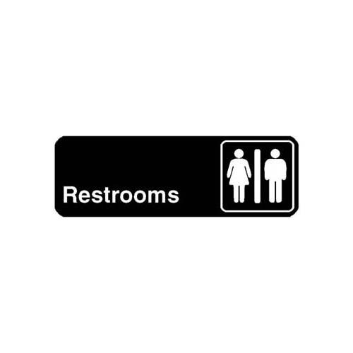 Vollrath 4517 Rest Rooms Sign , Black, 3X9"