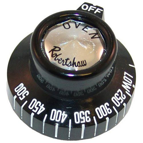 Vulcan Hart 00-719299 BJ Thermostat Knob, 1-15/16" DIA, OFF-LOW-500 F, Mount 11/16", Notch Up, 3/4" Protrusion