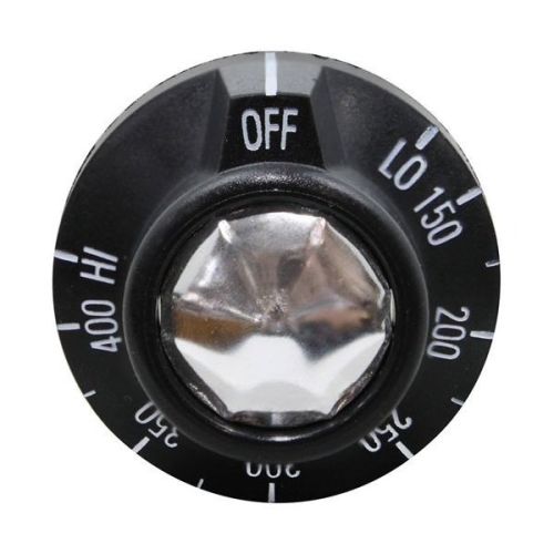 Vulcan Hart 00-723259 BJ Thermostat Black Knob 1-15/16" DIA, OFF-LOW-150-400-HIGH, Mount 11/16", Notch Down, 1" Protrusion